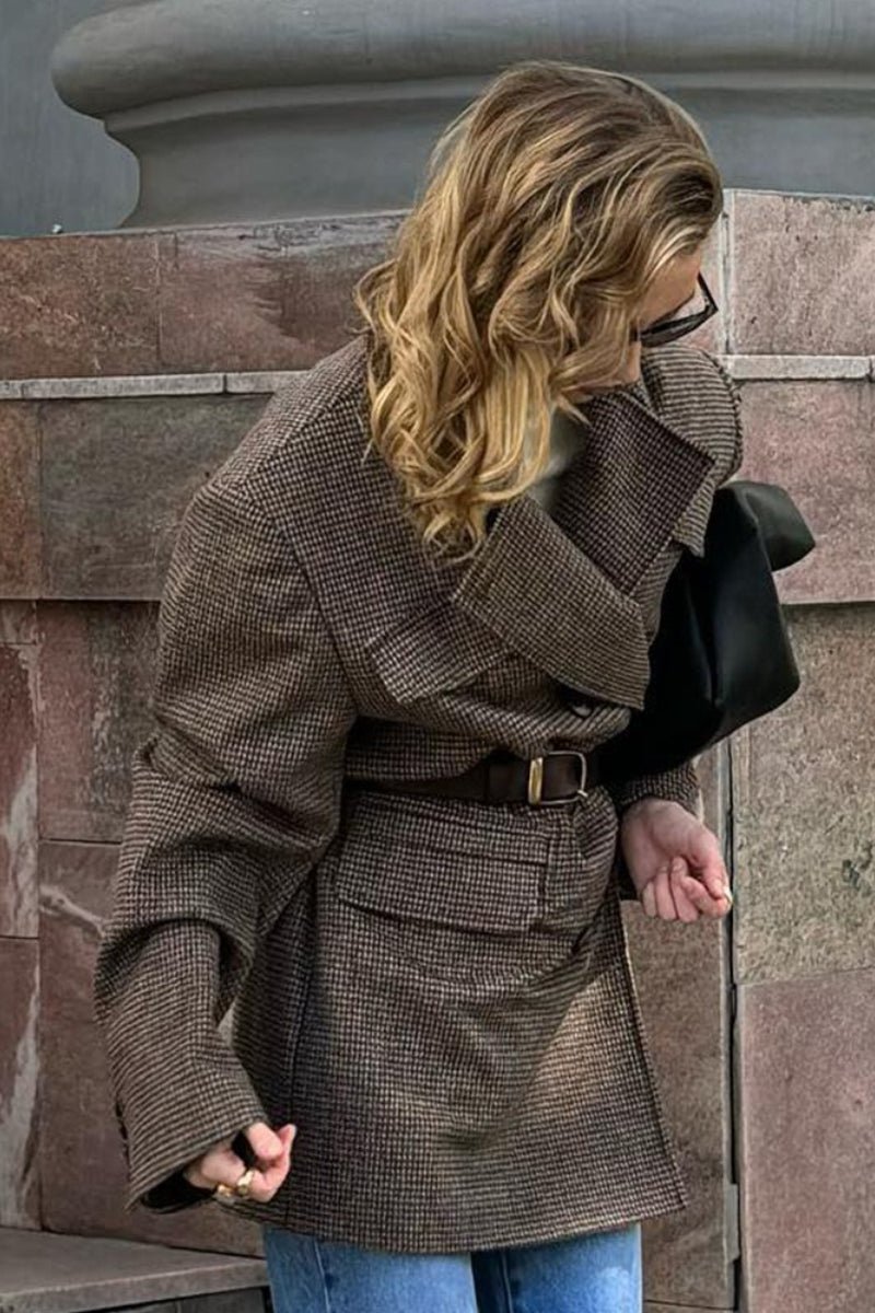 Structured Tweed-Look Double-Breasted Coat