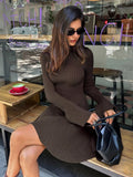 Bell Sleeve Ribbed Knit Mini Sweater Dress