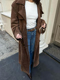 Belted Faux Suede Trench Coat
