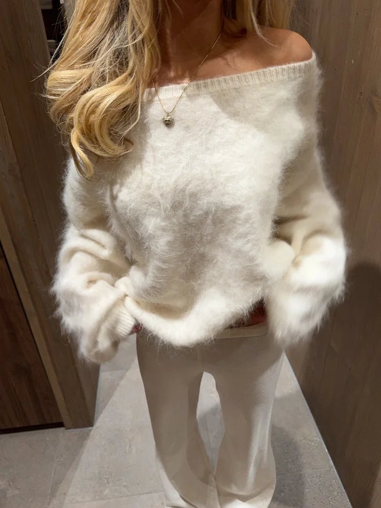 Off-Shoulder Soft Knit Sweater