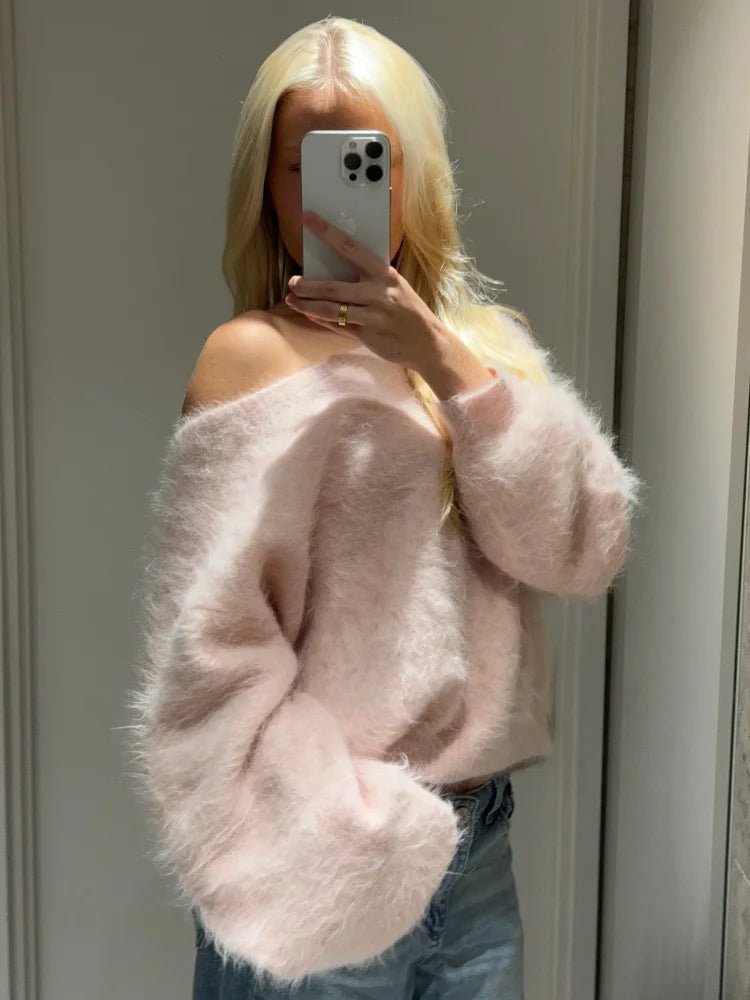 Off-Shoulder Soft Knit Sweater